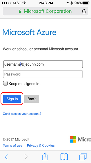 Microsoft SSPR login screen