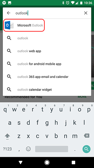 Play store search window
