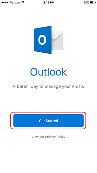 Outlook for iPhone home screen